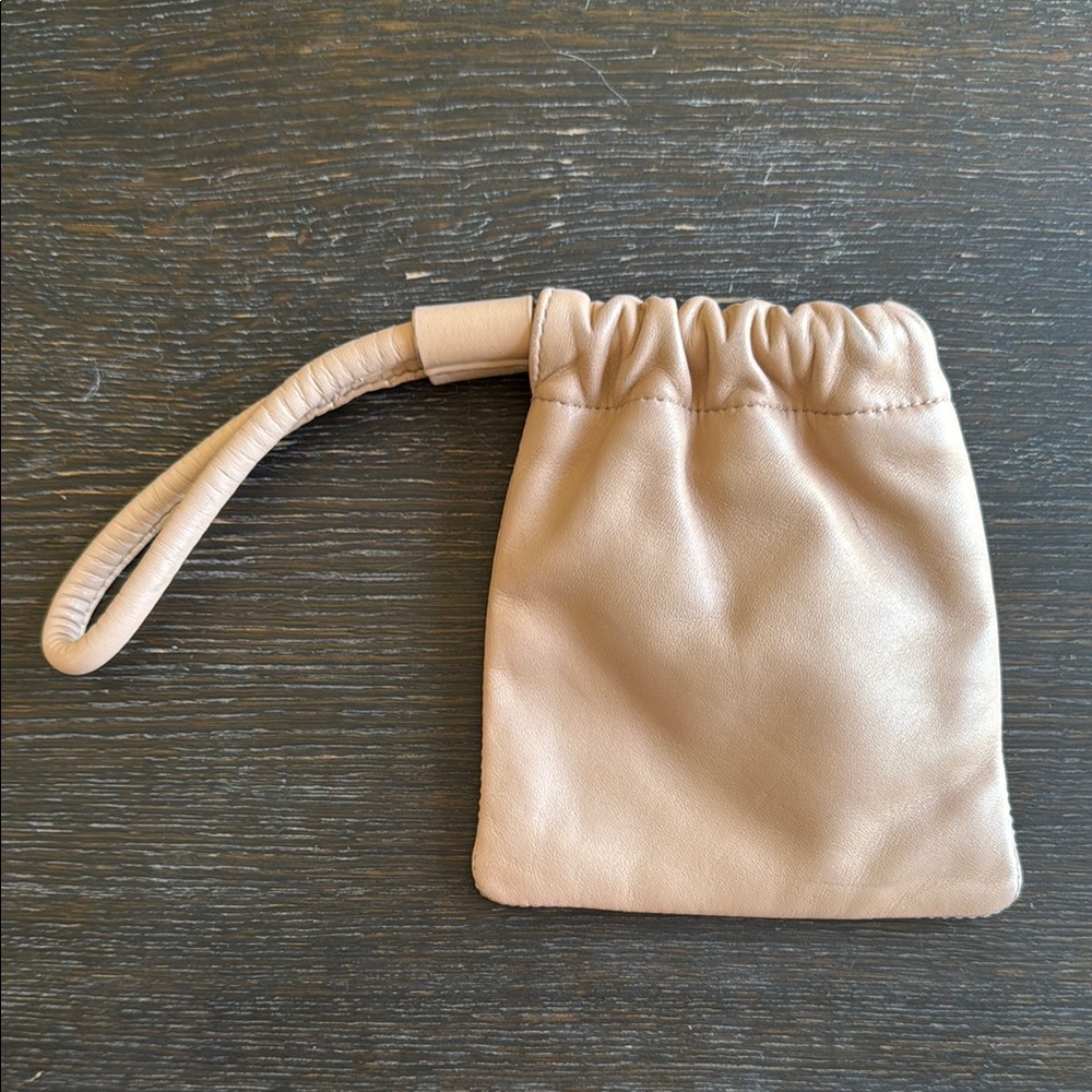 & Other Stories Tan Leather Wristlet Pouch